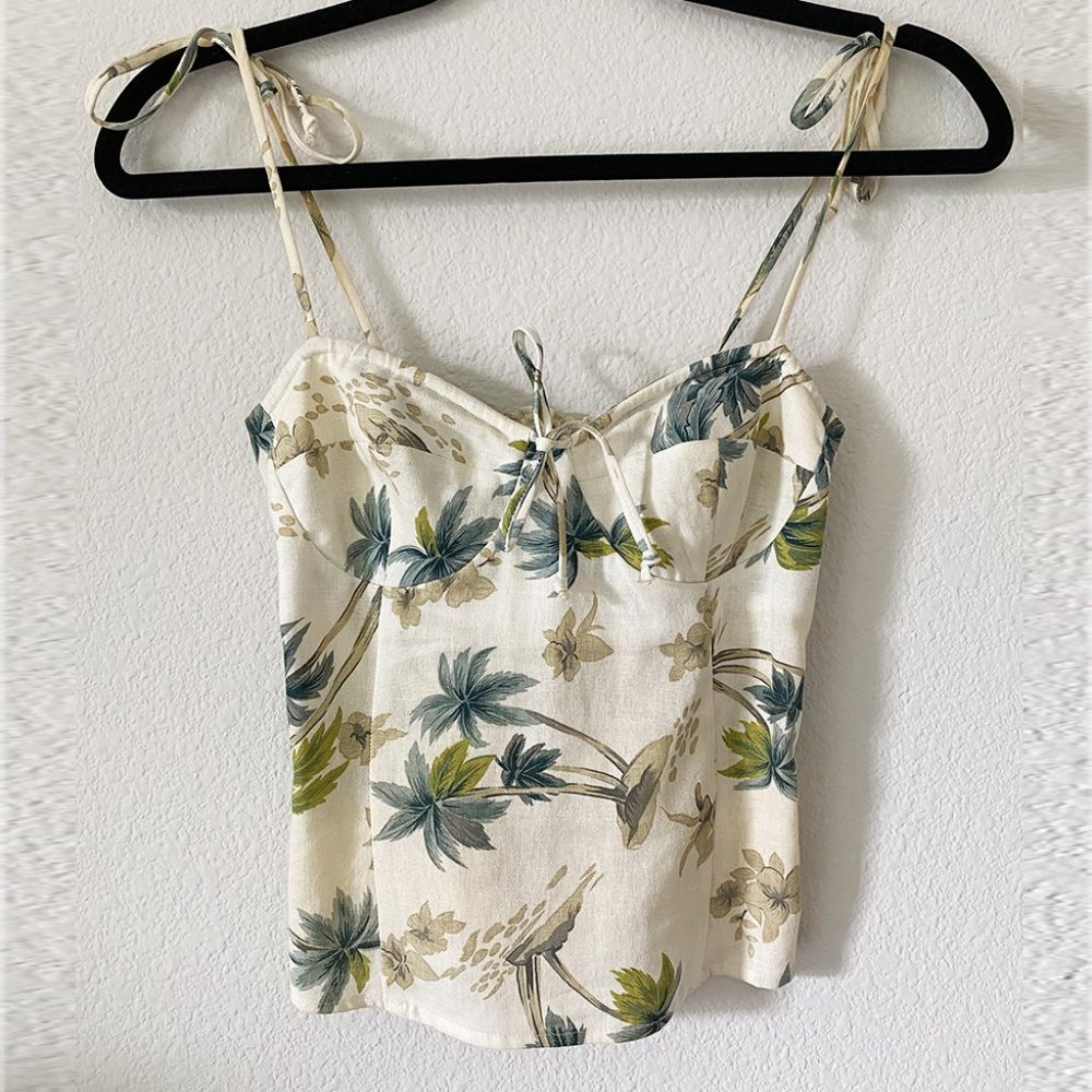 Reformation Linen Bustier Top (Tropical Print)